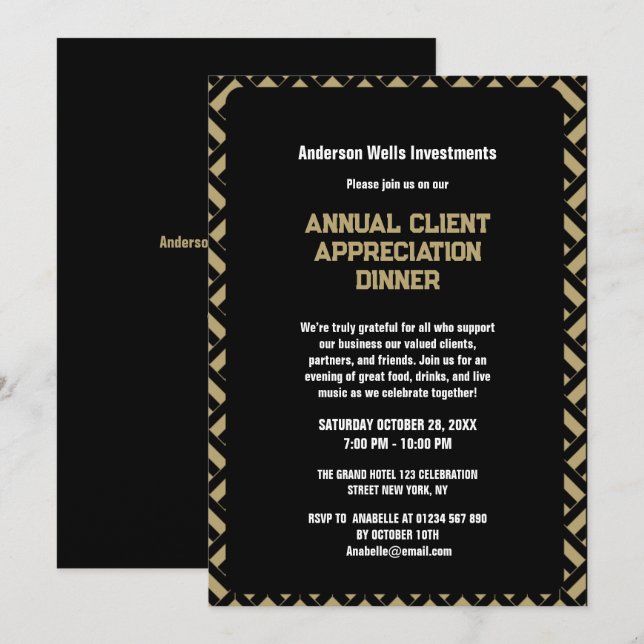 Convite Simple Annual Client Appreciation Dinner Party   (Frente/Verso)