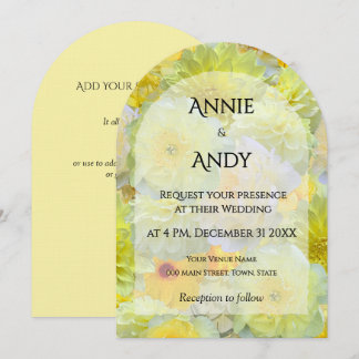 Convite Simple Arched Die-Cut Yellow Floral Wedding