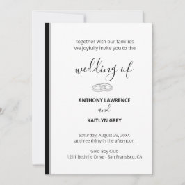 Convite Simple Black and White Formal Wedding - Custom