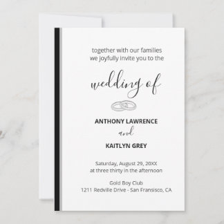 Convite Simple Black and White Formal Wedding - Custom