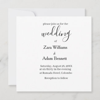 Convite Simple black and white wedding invitation