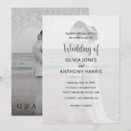 Convite Simple Black & White Overlay Photo Wedding