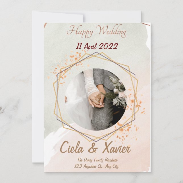 Convite Simple Black & White Overlay Photo Wedding Invitat (Frente)