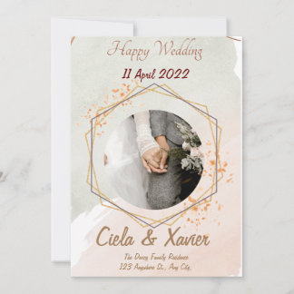Convite Simple Black & White Overlay Photo Wedding Invitat
