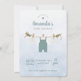 Convite Simple Blue Baby Boy Shower Invitation