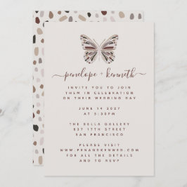 Convite Simple Boho Butterfly Burgundy e Taupe Weding