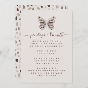 Convite Simple Boho Butterfly Burgundy e Taupe Weding