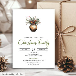 Convite Simple Boho Earthy Watercolor Christmas Party Card