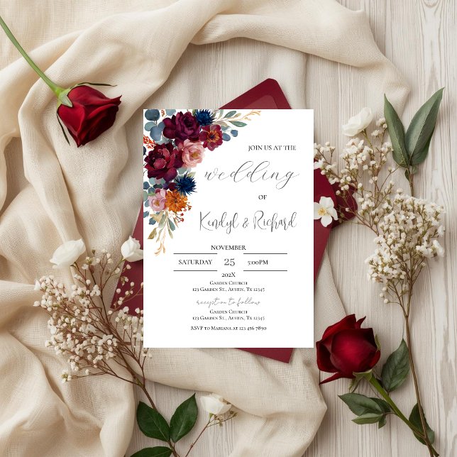 Convite Simple Boho Elegant Wedding Invitation (Criador carregado)