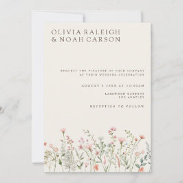 Convite Simple Boho Wildflower Beige Casamento