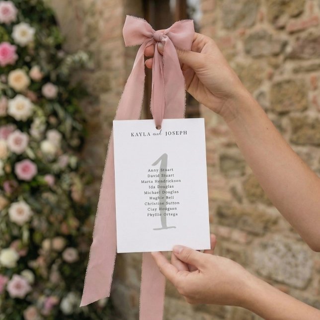 Convite Simple Bold Wedding Guest List Table Number 1 Card (Criador carregado)