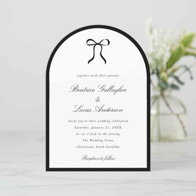Convite Simple Bow Classic Wedding (Em pé/Frente)