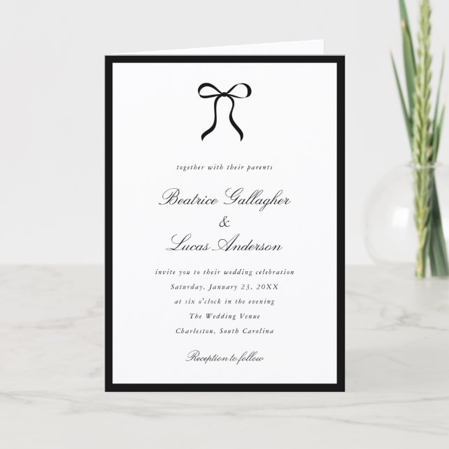 Convite Simple Bow Classic Wedding (Frente)