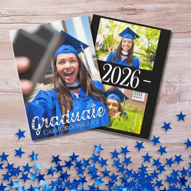 Convite Simple Calligraphy Photo Graduation Annoucement (Criador carregado)