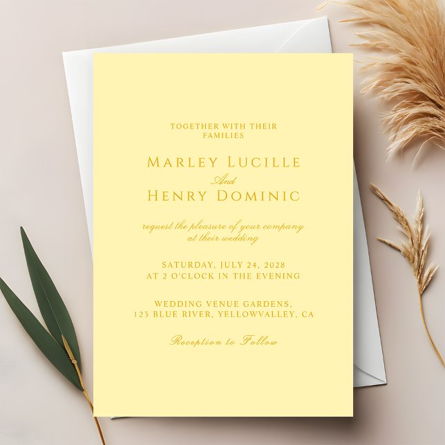 Convite Simple Chic Modern Butter Yellow Wedding (Criador carregado)