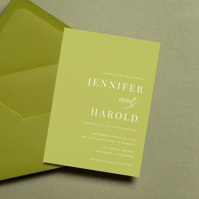 Convite Simple Citrus Green Minimalist All in One Wedding (Criador carregado)