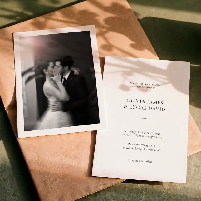 Convite Simple Classic Formal Photo Wedding Invitation (Criador carregado)
