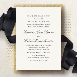 Convite Simple Classic Traditional Wedding Invitation