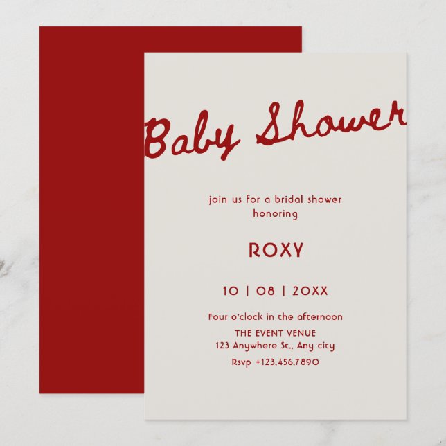 Convite Simple classy baby shower  (Frente/Verso)