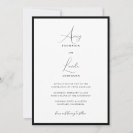 Convite Simple Classy Black & White Border Wedding QR Code