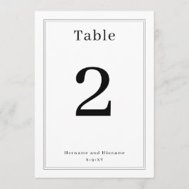Convite Simple Clean Minimalist Elegant Table Number Card