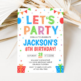 Convite Simple Colorful Birthday Party Invitation