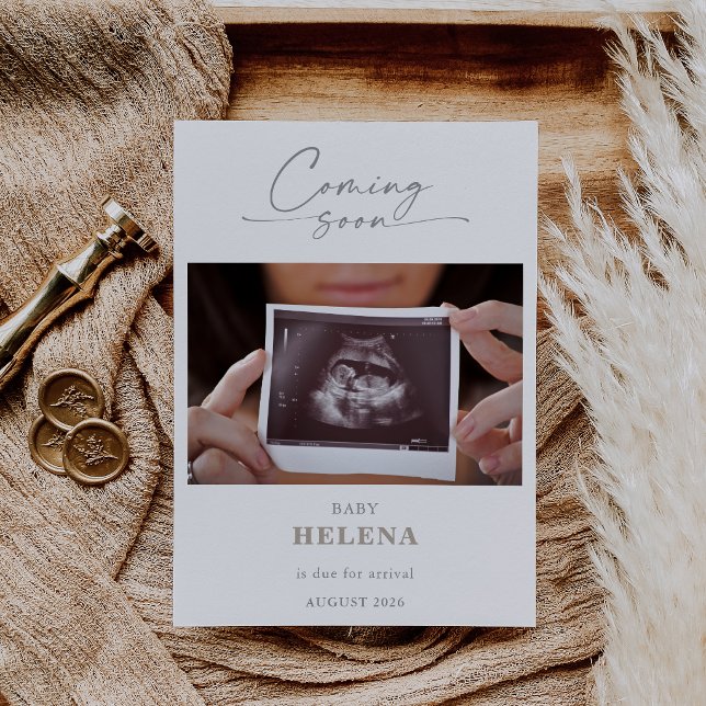 Convite Simple Coming Soon Pregnancy Announcement Card (Criador carregado)