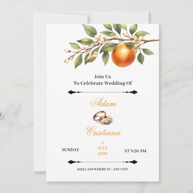 Convite Simple Couple Wedding Invitation (Frente)
