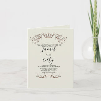 Convite Simple Crown Minimalist Wedding Folded Invitation