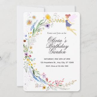 Convite Simple Custom White & Yellow Watercolor Birthday