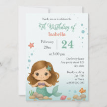 Simple cute little mermaid kids birthday