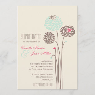 Convite Simple Dahlia - Casamento Moderno Russo