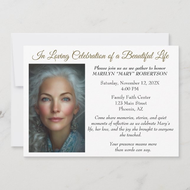 Convite Simple Editable Celebration of Life Invitation (Frente)