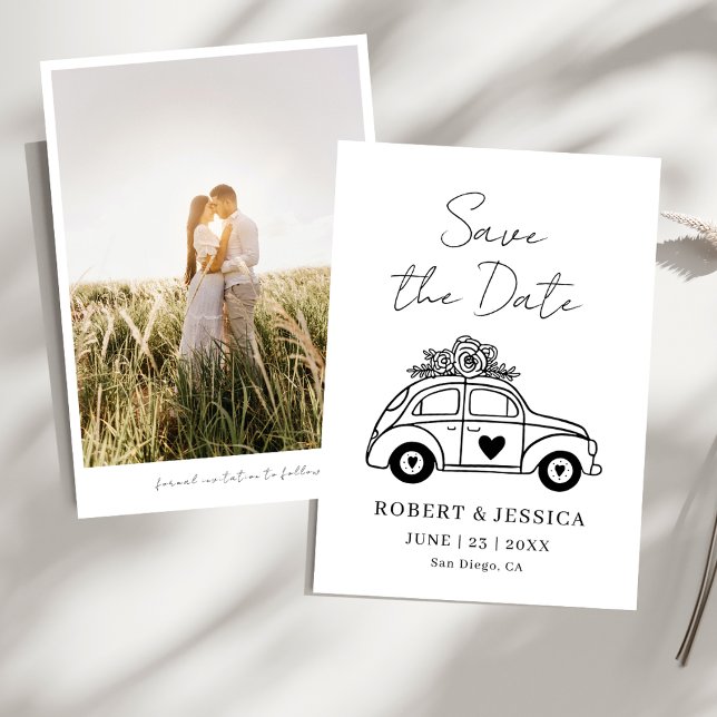 Convite Simple Elegant Boho Photo Wedding Save The Date (Criador carregado)