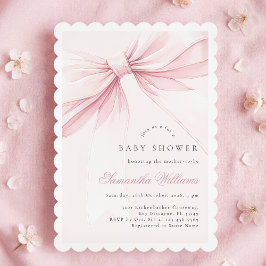 Convite Simple Elegant Bow Baby Shower Invitation