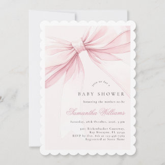 Convite Simple Elegant Bow Baby Shower Invitation