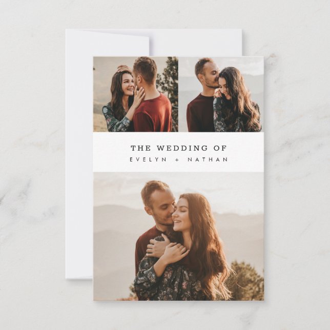 Convite Simple Elegant Budget Photo Collage Wedding (Frente)