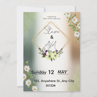 Convite Simple Elegant Floral Wedding Invitation