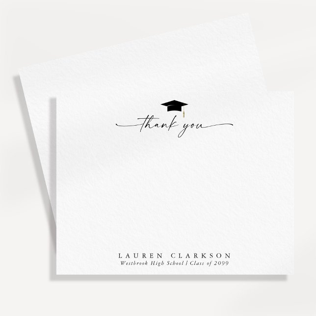 Convite Simple Elegant Graduation Thank You Note Card (Criador carregado)