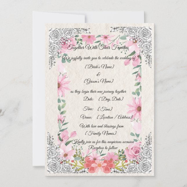Convite Simple Elegant Indian Wedding Invitation | Traditi (Frente)