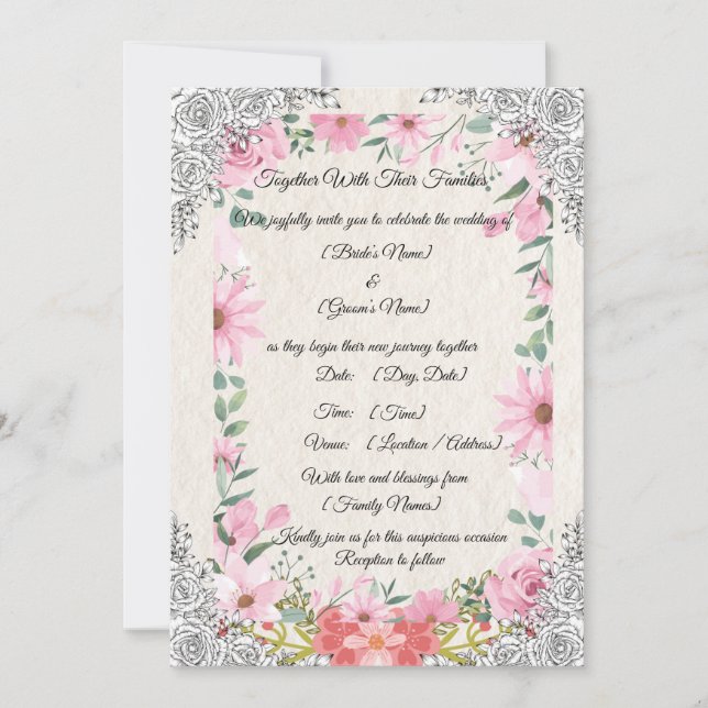Convite Simple Elegant Indian Wedding Invitation | Traditi (Frente)