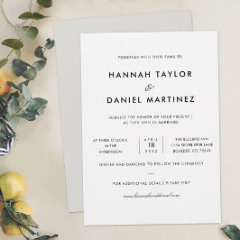 Convite Simple Elegant Modern Custom Wedding Invitation