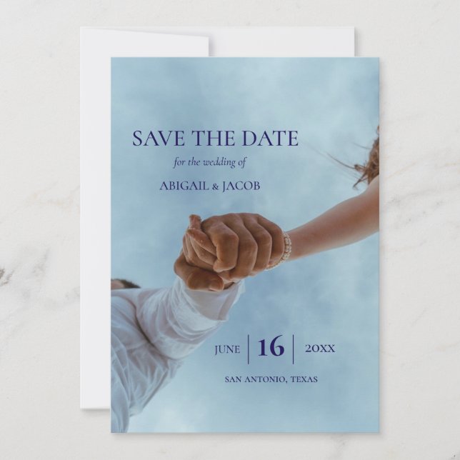 Convite Simple Elegant Modern Photo Wedding Save the Date (Frente)