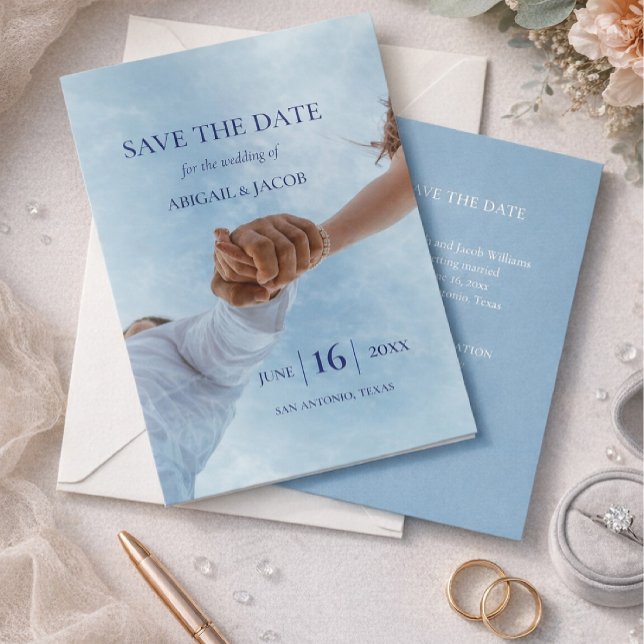 Convite Simple Elegant Modern Photo Wedding Save the Date (Criador carregado)