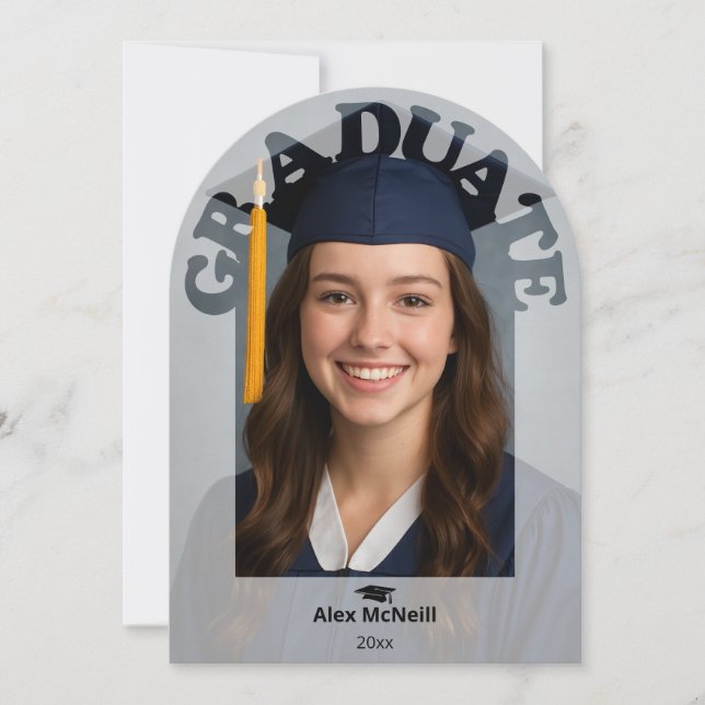 Convite Simple Elegant Round Photo Graduation (Frente)