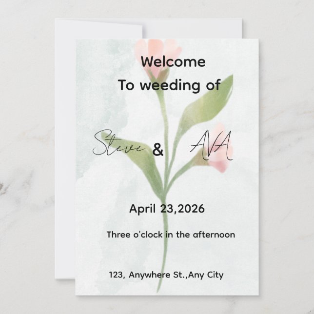 Convite Simple & Elegant Wedding Invitation (Frente)