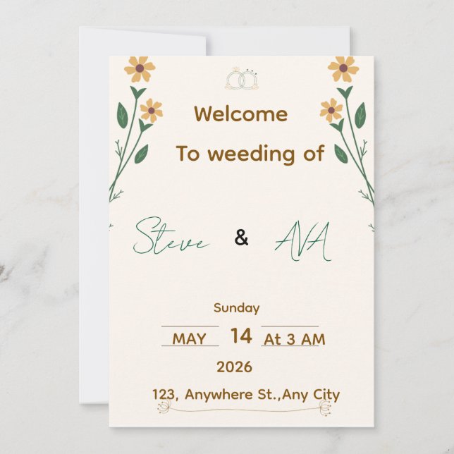Convite Simple Elegant Wedding Invitation (Frente)