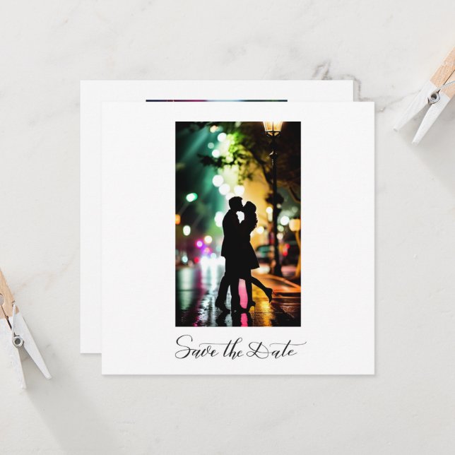 Convite Simple Elegante Texto Romântico Foto Script Preto (Frente/Verso In Situ)