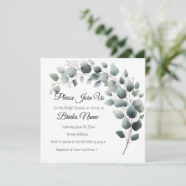 Convite Simple Eucalyptus Bridal Shower Invitation