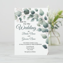 Simple Eucalyptus Wedding Invitation